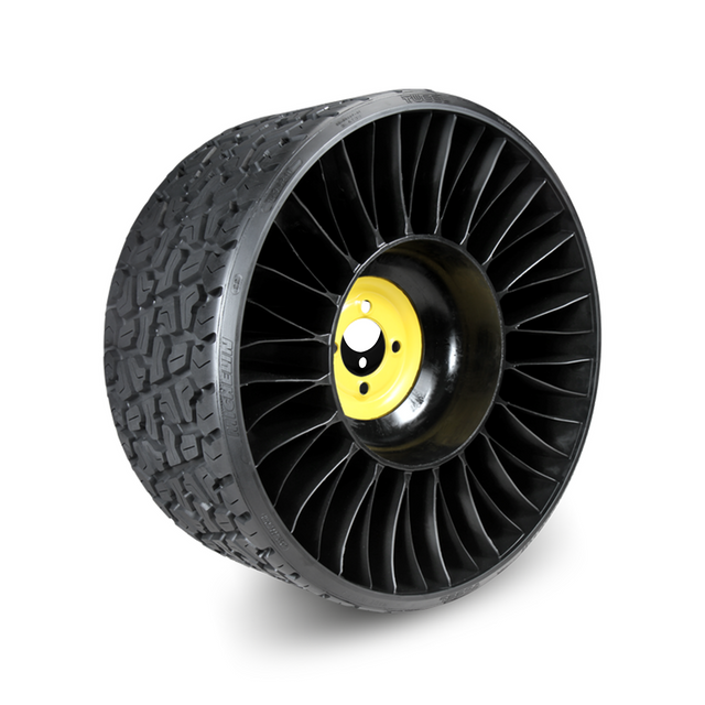 24x12N12MichelinXTweelTurfAirlessRadial4x4"(0.9"Offset),YellowHub